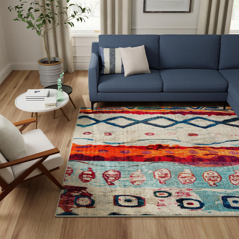 Colorburst Oasis Collection Area Rug -  Lagoon Square Multi  lifestyle 104