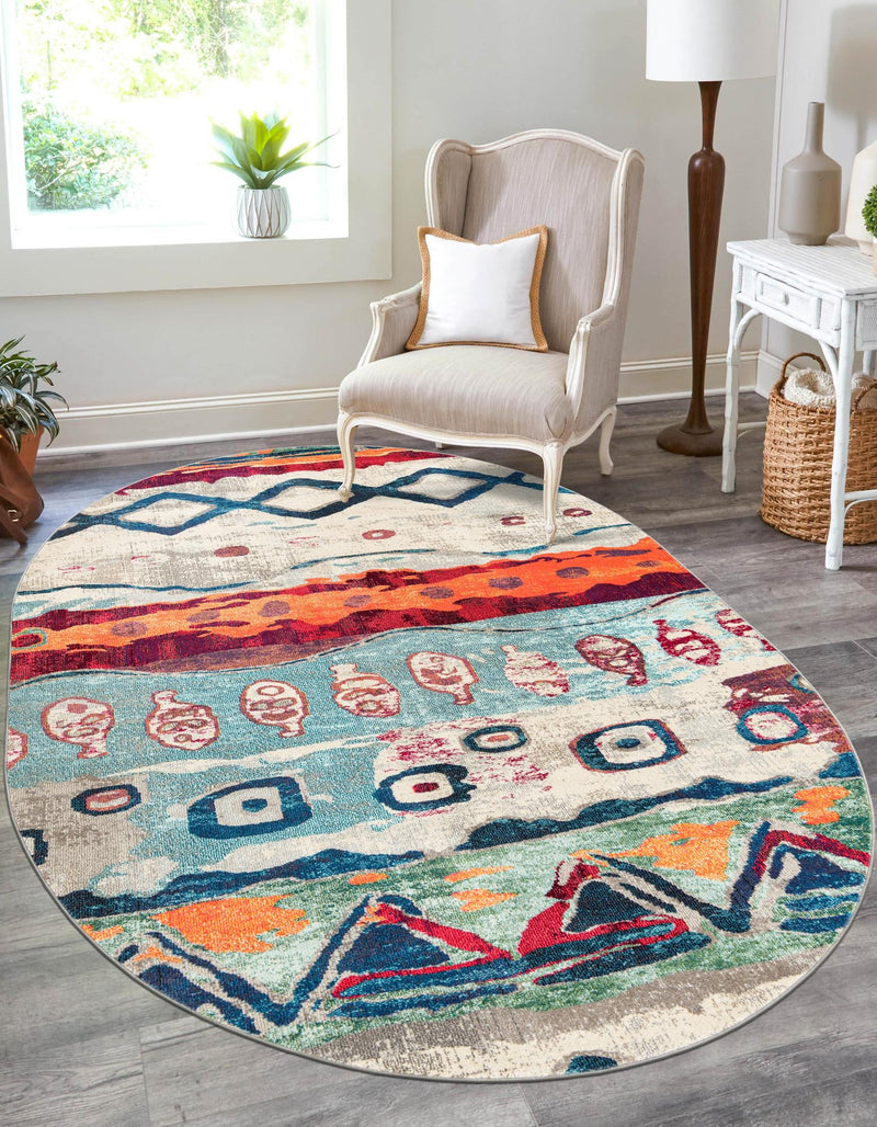Colorburst Oasis Collection Area Rug -  Lagoon Oval Multi  lifestyle 25