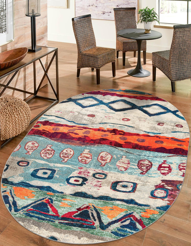Colorburst Oasis Collection Area Rug -  Lagoon Oval Multi  lifestyle 30