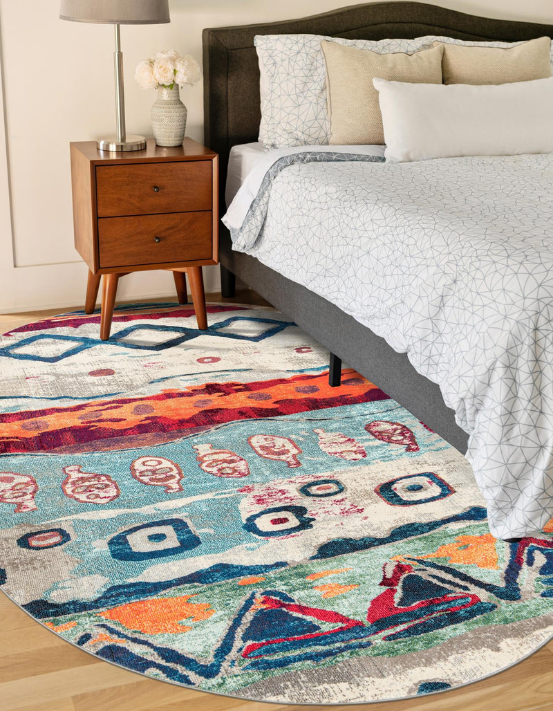 Colorburst Oasis Collection Area Rug -  Lagoon Oval Multi  lifestyle 35