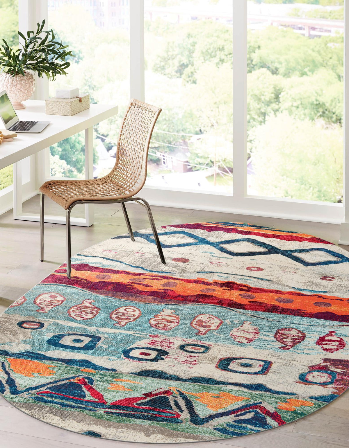 Colorburst Oasis Collection Area Rug -  Lagoon Oval Multi  lifestyle 37