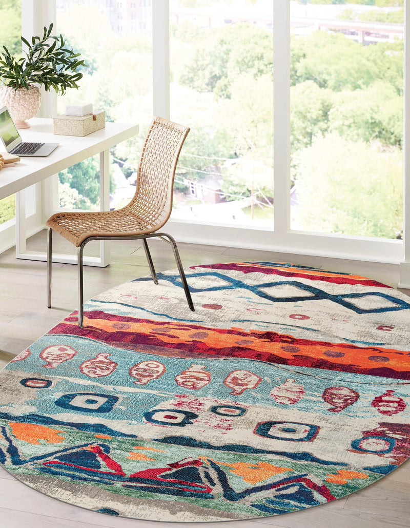 Colorburst Oasis Collection Area Rug -  Lagoon Oval Multi  lifestyle 37