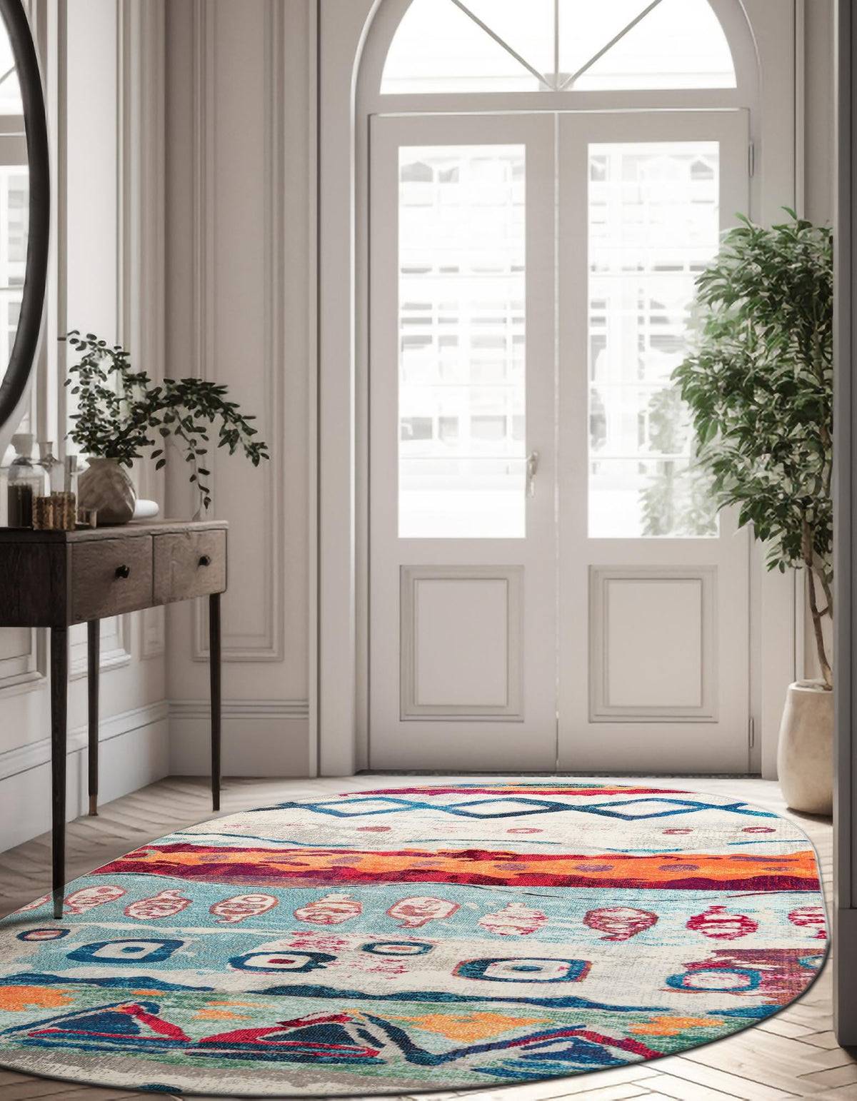 Colorburst Oasis Collection Area Rug -  Lagoon Oval Multi  lifestyle 39