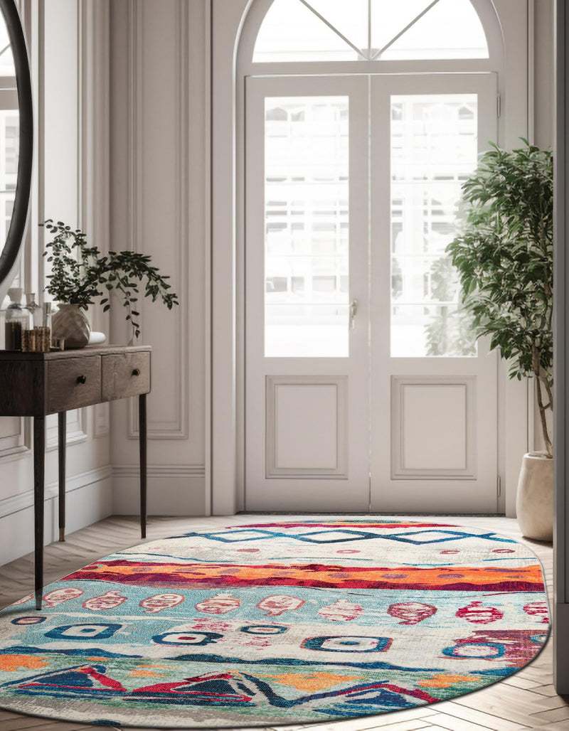 Colorburst Oasis Collection Area Rug -  Lagoon Oval Multi  lifestyle 39