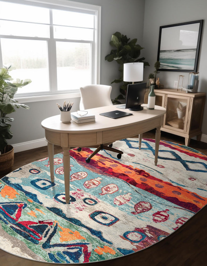 Colorburst Oasis Collection Area Rug -  Lagoon Oval Multi  lifestyle 41