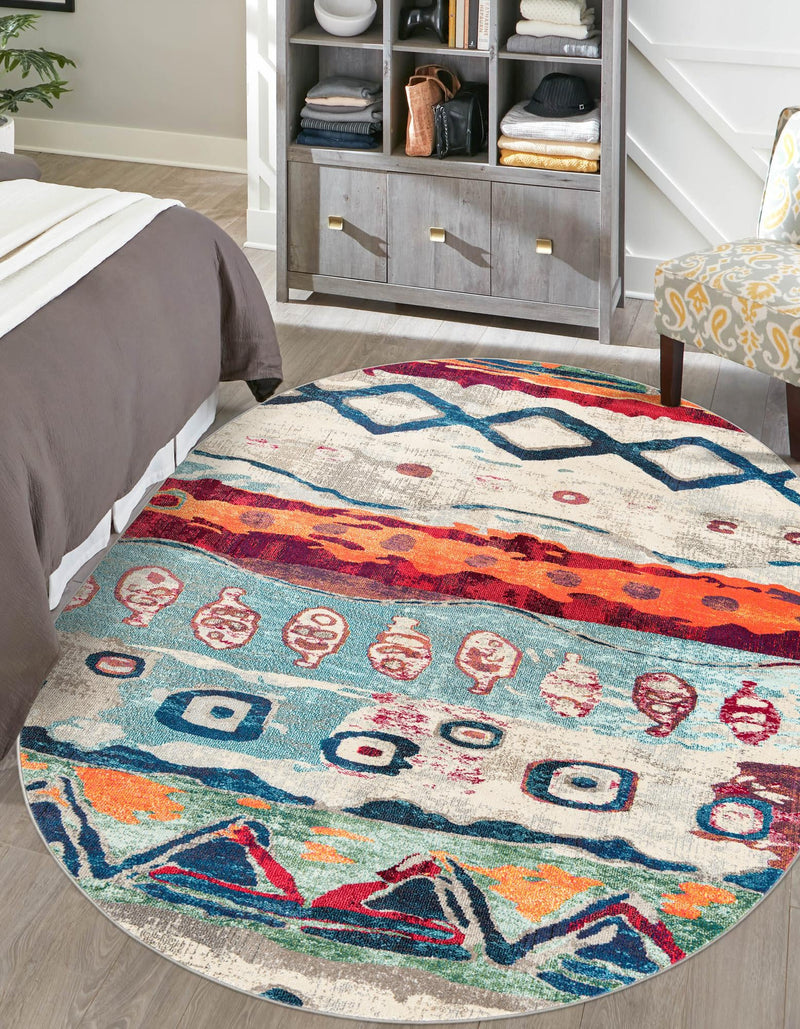 Colorburst Oasis Collection Area Rug -  Lagoon Oval Multi  lifestyle 43