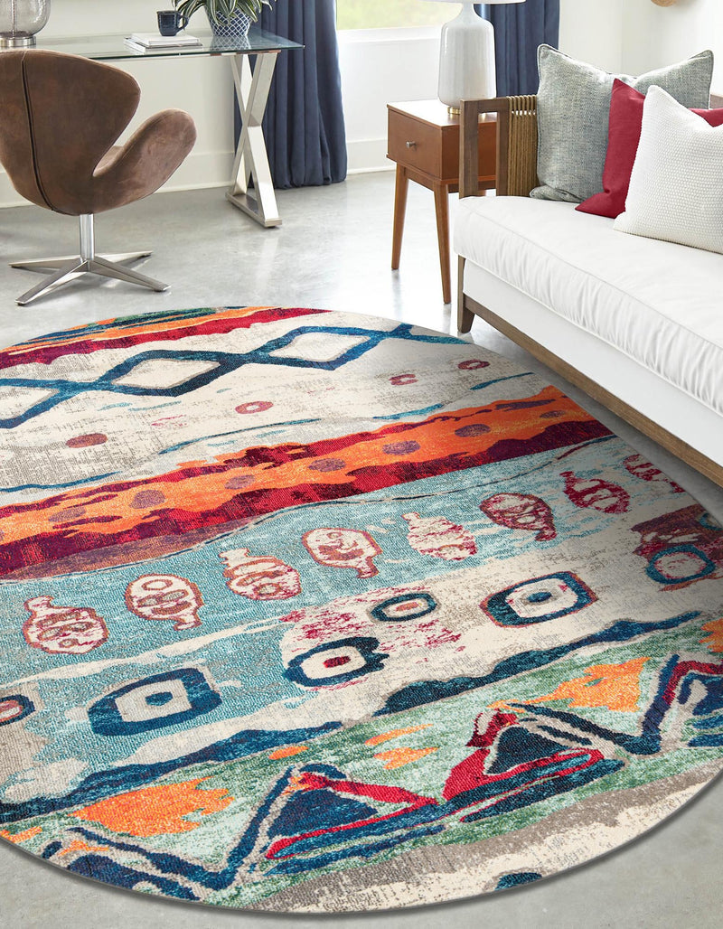Colorburst Oasis Collection Area Rug -  Lagoon Oval Multi  lifestyle 45