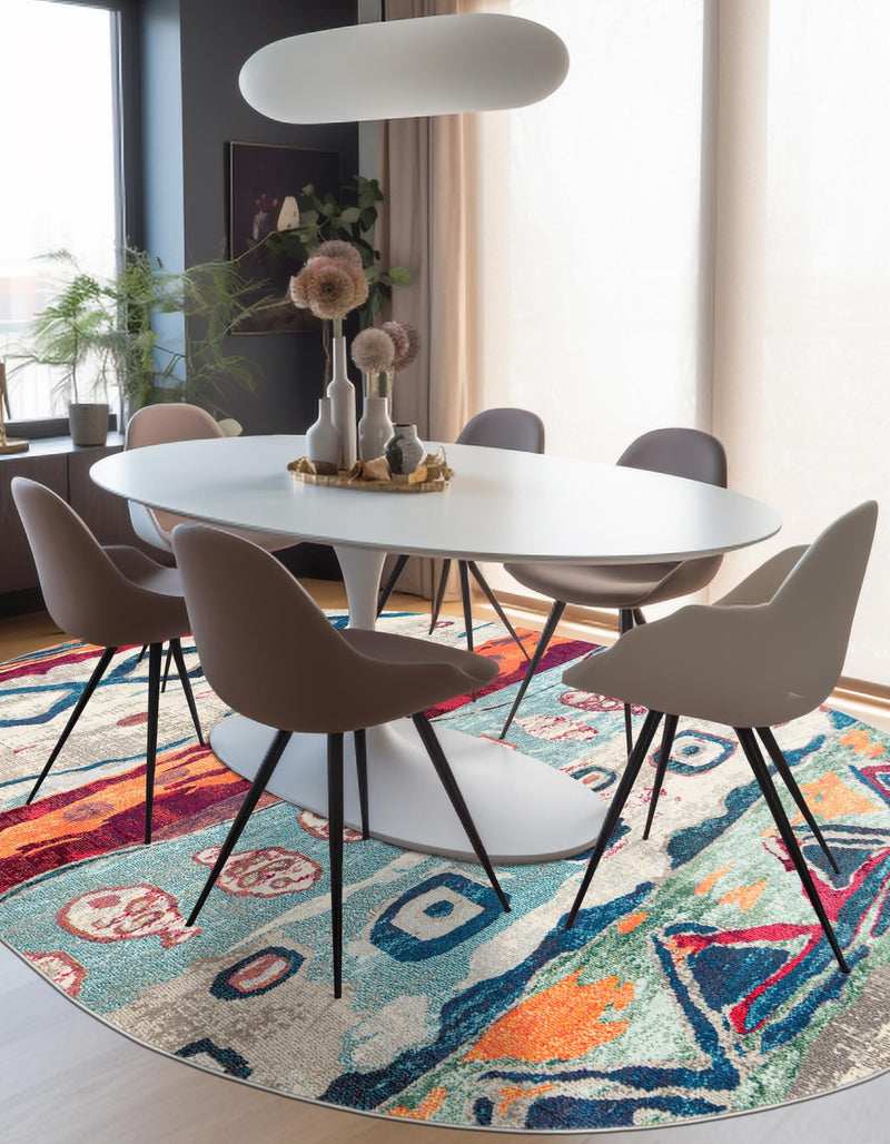 Colorburst Oasis Collection Area Rug -  Lagoon Oval Multi  lifestyle 47