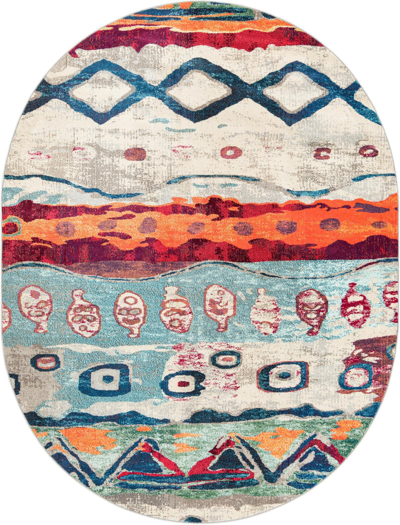Colorburst Oasis Collection Area Rug -  Lagoon Oval Multi  lifestyle 20