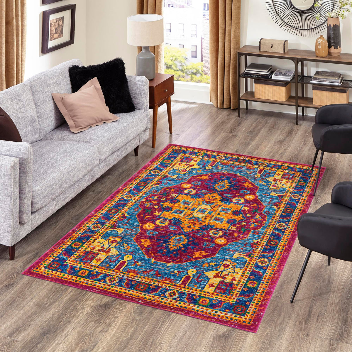 Caribbean Cove Collection Area Rug -  Canouan Rectangle Pink Blue  lifestyle 14
