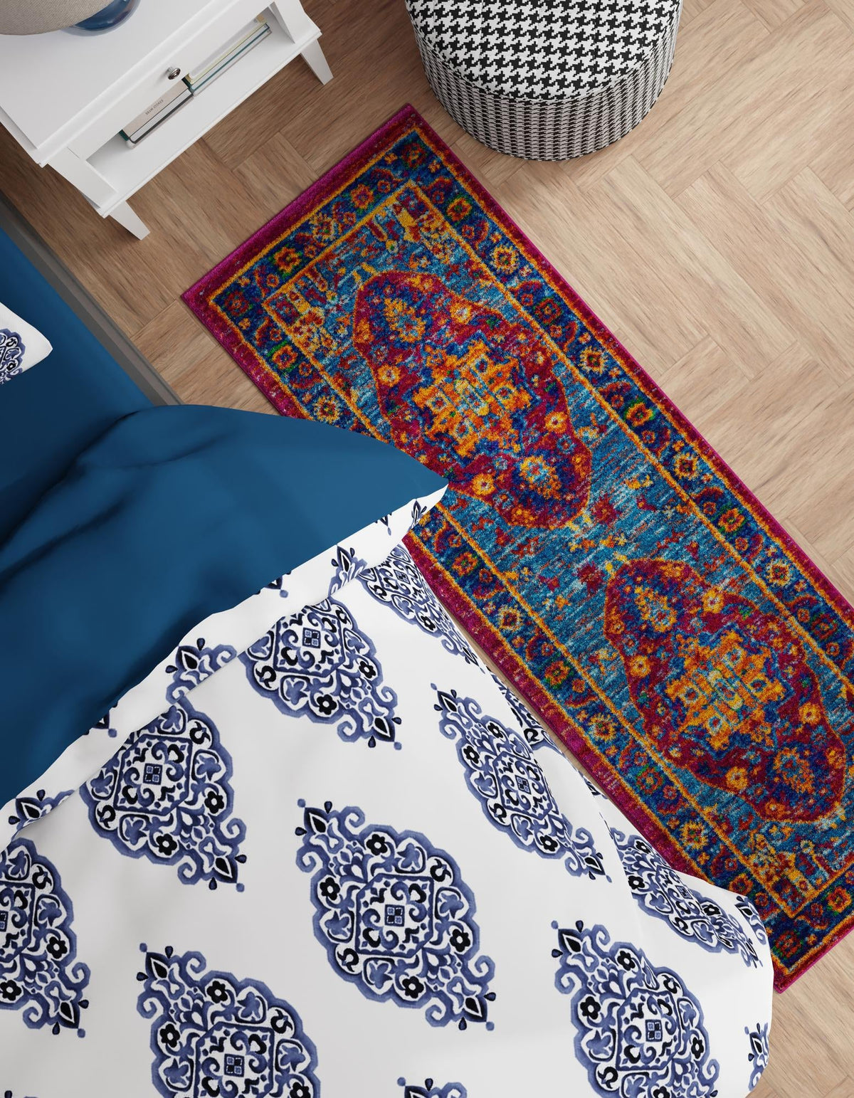Caribbean Cove Collection Area Rug -  Canouan Runner Pink Blue  lifestyle 22