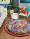Caribbean Cove Collection Area Rug -  Canouan Round Pink Blue  lifestyle 19
