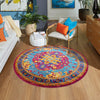 Caribbean Cove Collection Area Rug -  Canouan Round Pink Blue  lifestyle 44