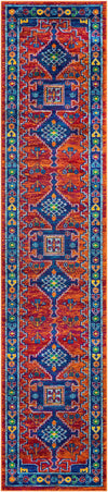 Caribbean Cove Collection Area Rug -  Barbados Runner Rust Red Blue  lifestyle 18
