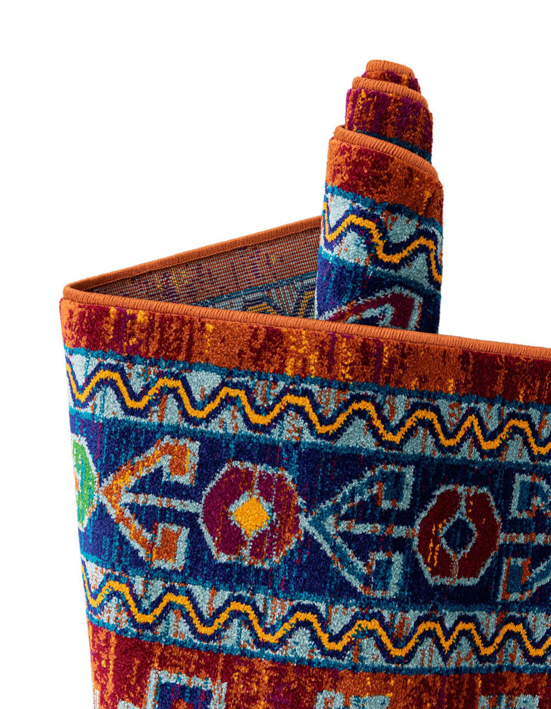Caribbean Cove Collection Area Rug -  Barbados Rectangle Rust Red Blue  lifestyle 11