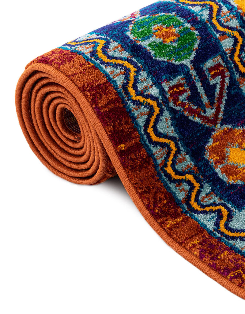 Caribbean Cove Collection Area Rug -  Barbados Rectangle Rust Red Blue  lifestyle 12