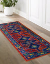 Caribbean Cove Collection Area Rug -  Barbados Runner Rust Red Blue  lifestyle 22