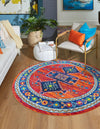 Caribbean Cove Collection Area Rug -  Barbados Round Rust Red Blue  lifestyle 21