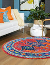 Caribbean Cove Collection Area Rug -  Barbados Round Rust Red Blue  lifestyle 23