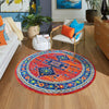 Caribbean Cove Collection Area Rug -  Barbados Round Rust Red Blue  lifestyle 43