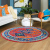 Caribbean Cove Collection Area Rug -  Barbados Round Rust Red Blue  lifestyle 45