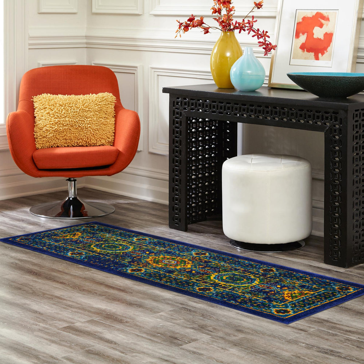 Caribbean Cove Collection Area Rug -  Grenada Runner Navy Blue  lifestyle 53