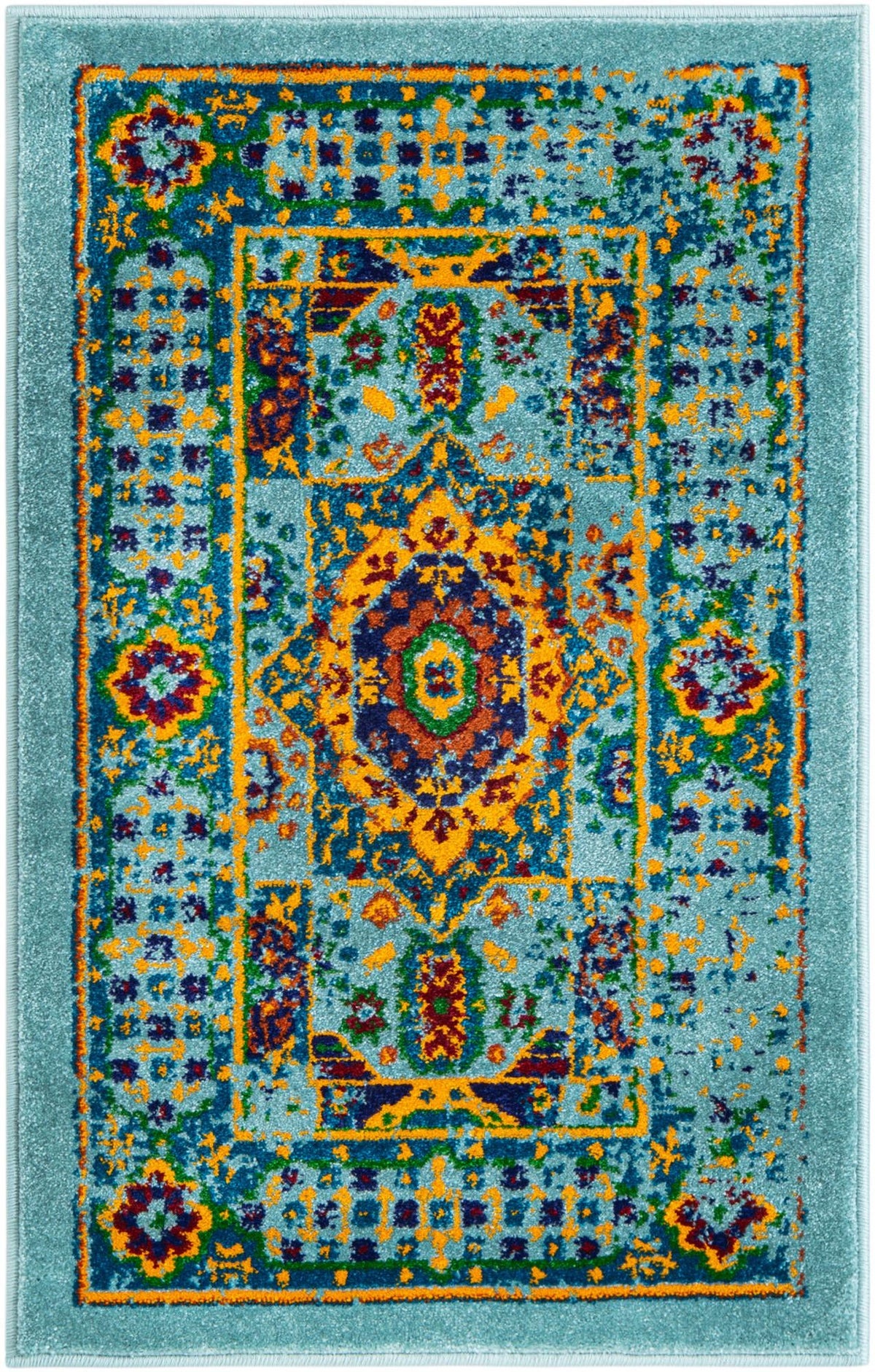 Caribbean Cove Collection Area Rug -  Grenada Rectangle Aqua  lifestyle 3