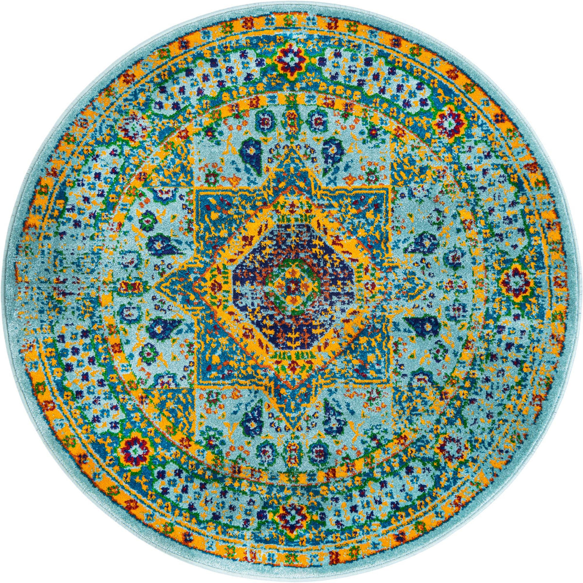 Caribbean Cove Collection Area Rug -  Grenada Round Aqua  lifestyle 32