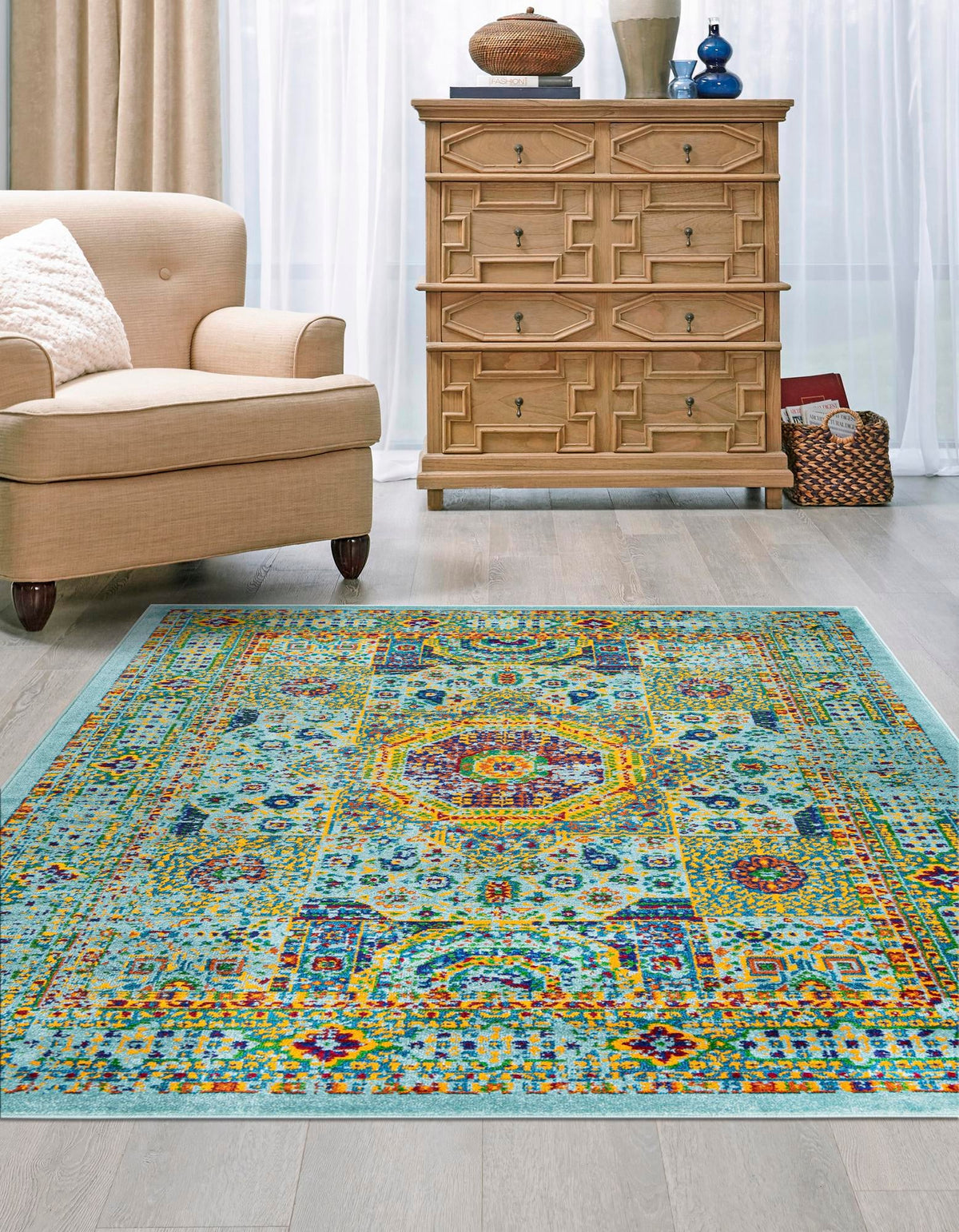 Caribbean Cove Collection Area Rug -  Grenada Rectangle Aqua  lifestyle 5