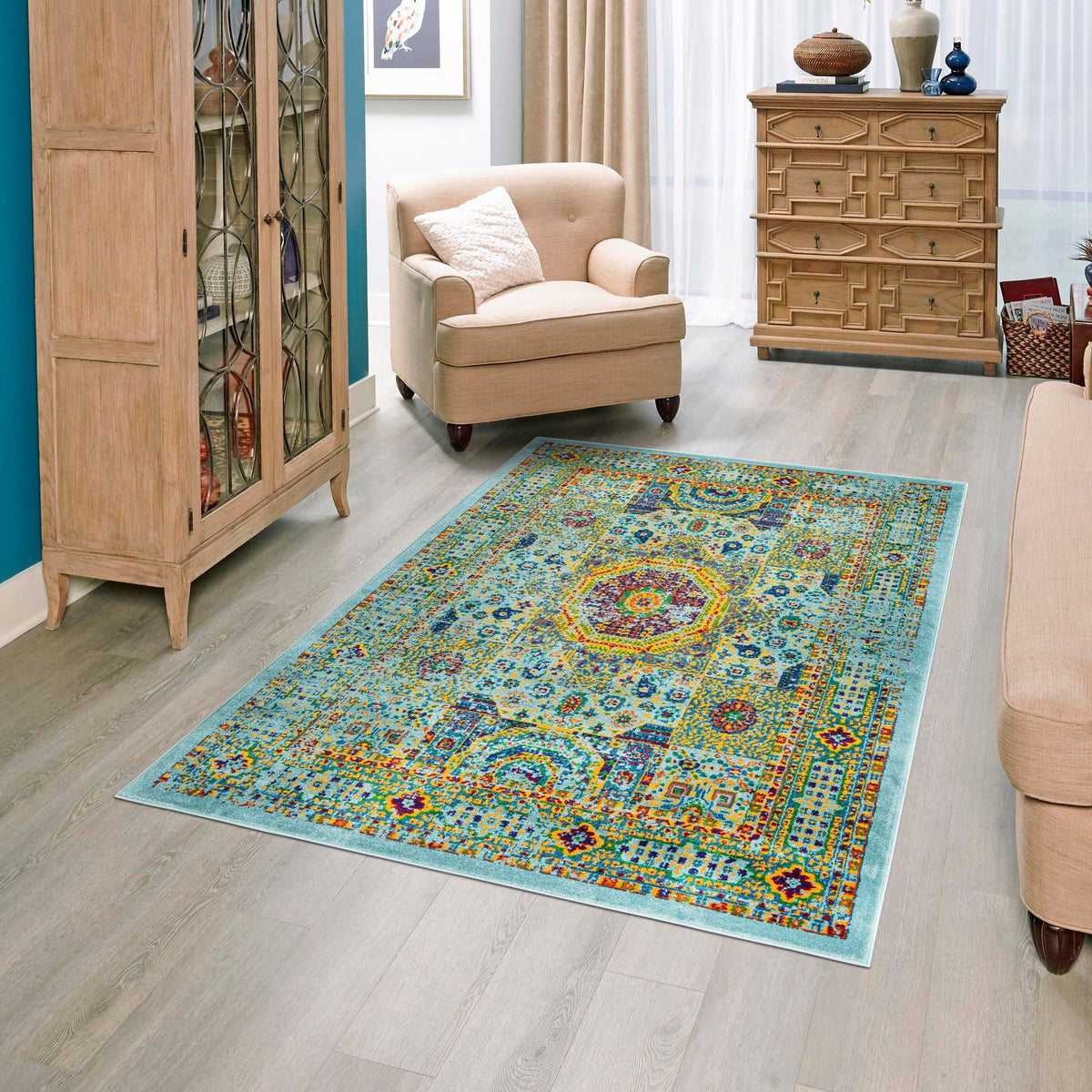 Caribbean Cove Collection Area Rug -  Grenada Rectangle Aqua  lifestyle 27