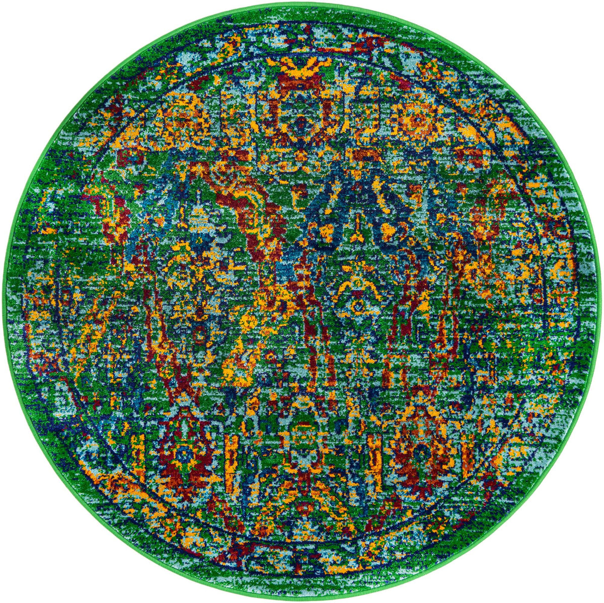 Caribbean Cove Collection Area Rug -  Dominica Round Green  lifestyle 17
