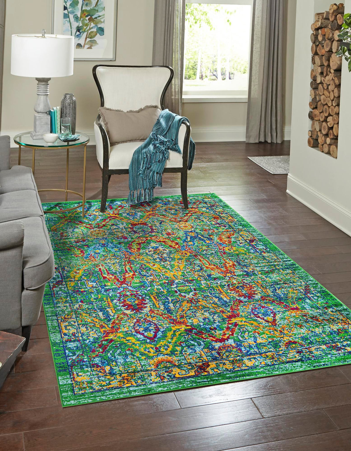 Caribbean Cove Collection Area Rug -  Dominica Rectangle Green  lifestyle 2