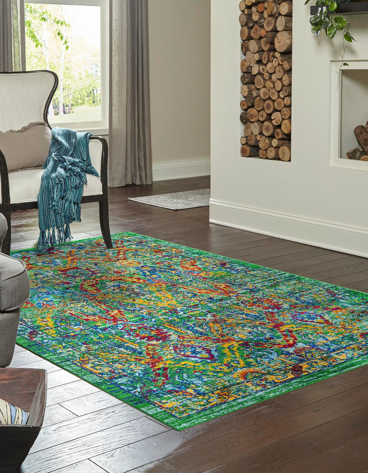 Caribbean Cove Collection Area Rug -  Dominica Rectangle Green  lifestyle 3