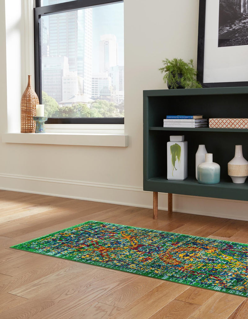 Caribbean Cove Collection Area Rug -  Dominica Runner Green  lifestyle 20