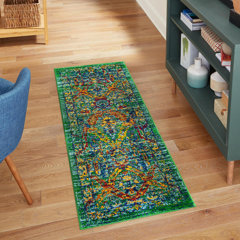 Caribbean Cove Collection Area Rug -  Dominica Runner Green  lifestyle 42