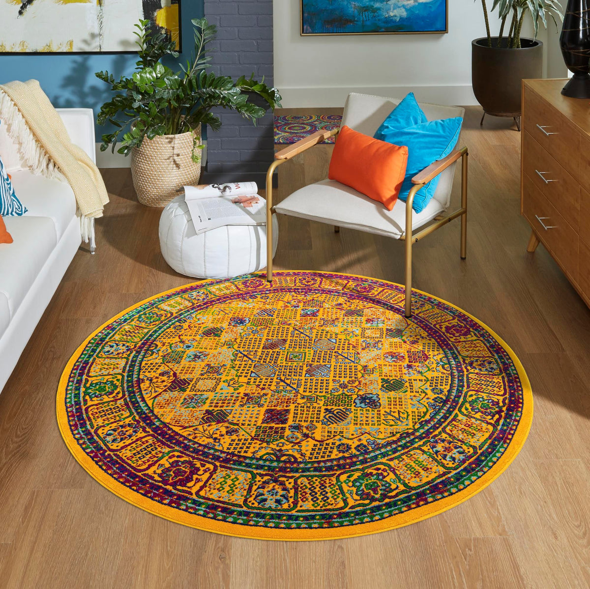 Caribbean Cove Collection Area Rug -  Mustique Round Multi  lifestyle 132