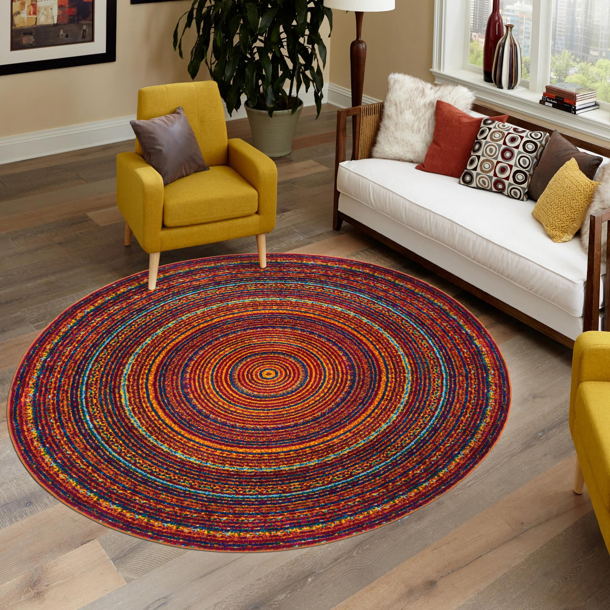 Caribbean Cove Collection Area Rug -  Martinique Round Multi  lifestyle 43