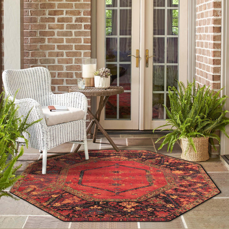 Safari Escape Rugs Collection Area Rug - Serengeti Octagon Multi  lifestyle 59