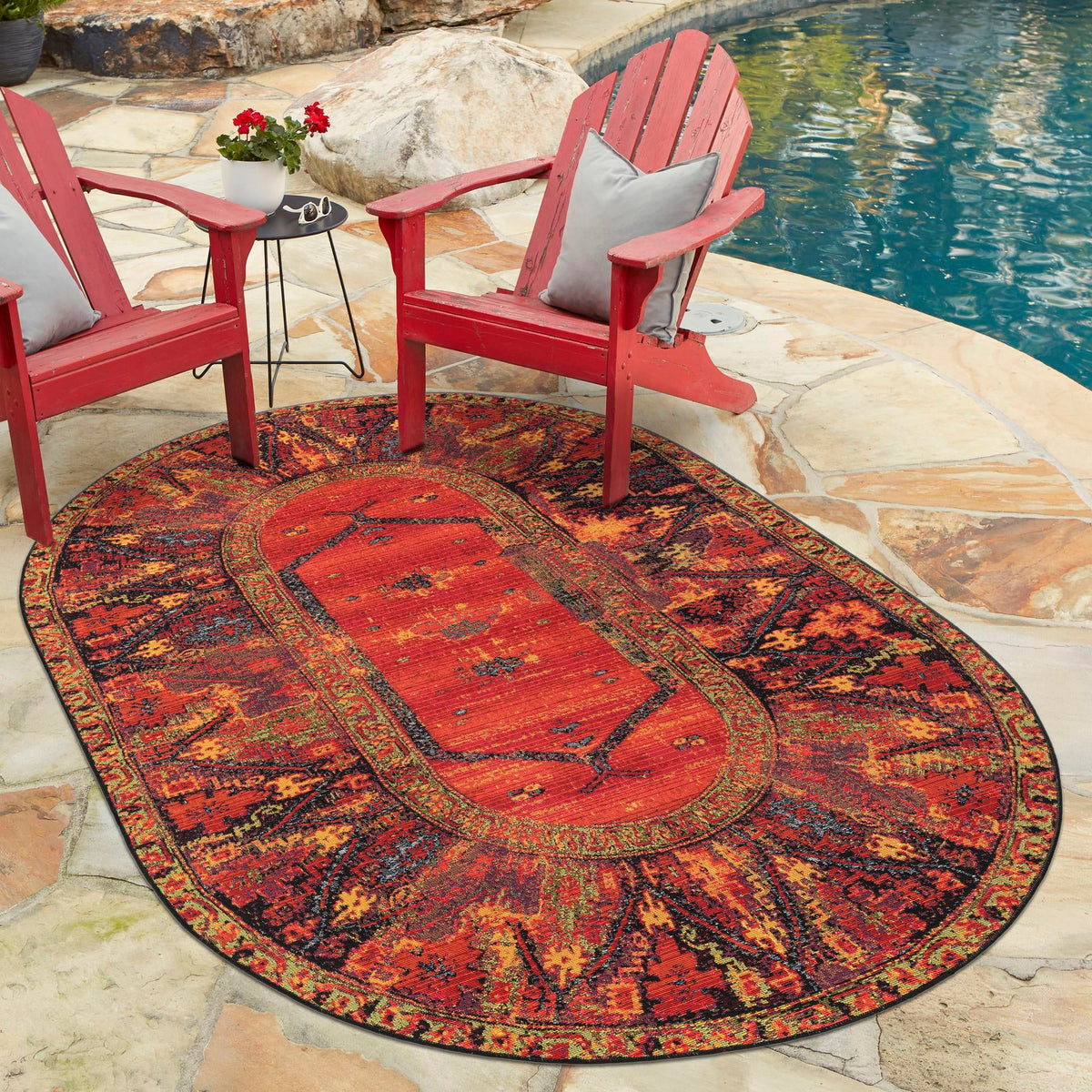 Safari Escape Rugs Collection Area Rug - Serengeti Oval Multi  lifestyle 55