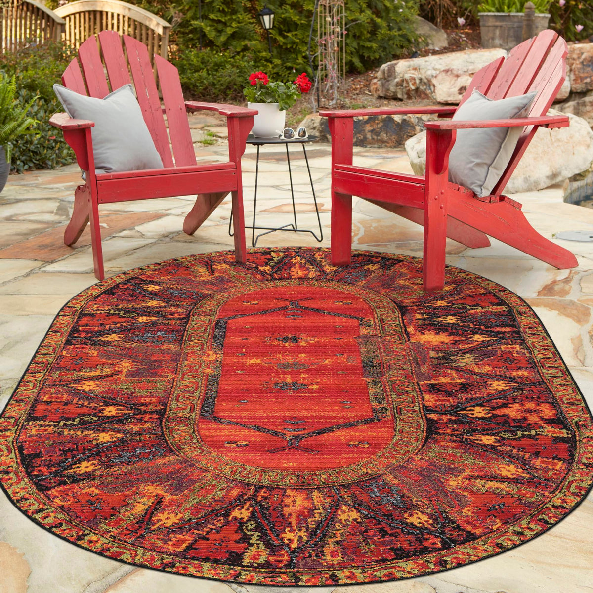 Safari Escape Rugs Collection Area Rug - Serengeti Oval Multi  lifestyle 60