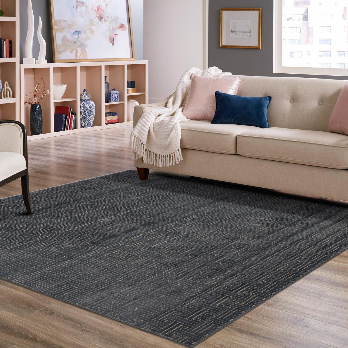Metro Heights Collection Area Rug -  Hamilton Square Navy Blue  lifestyle 70
