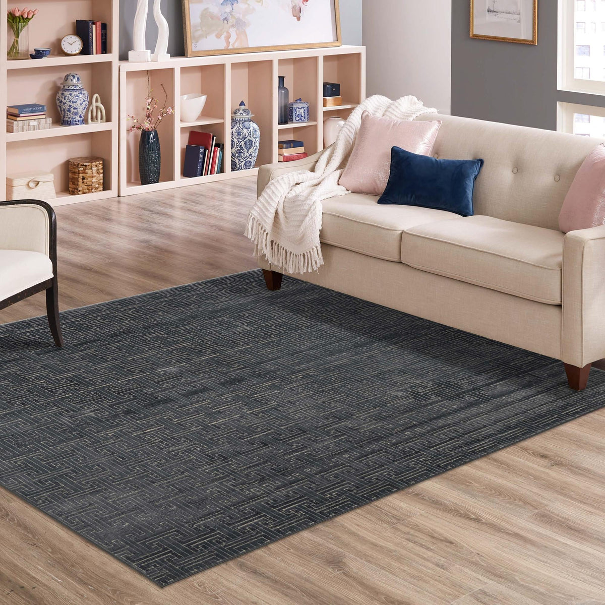 Metro Heights Collection Area Rug -  Hamilton Square Navy Blue  lifestyle 73