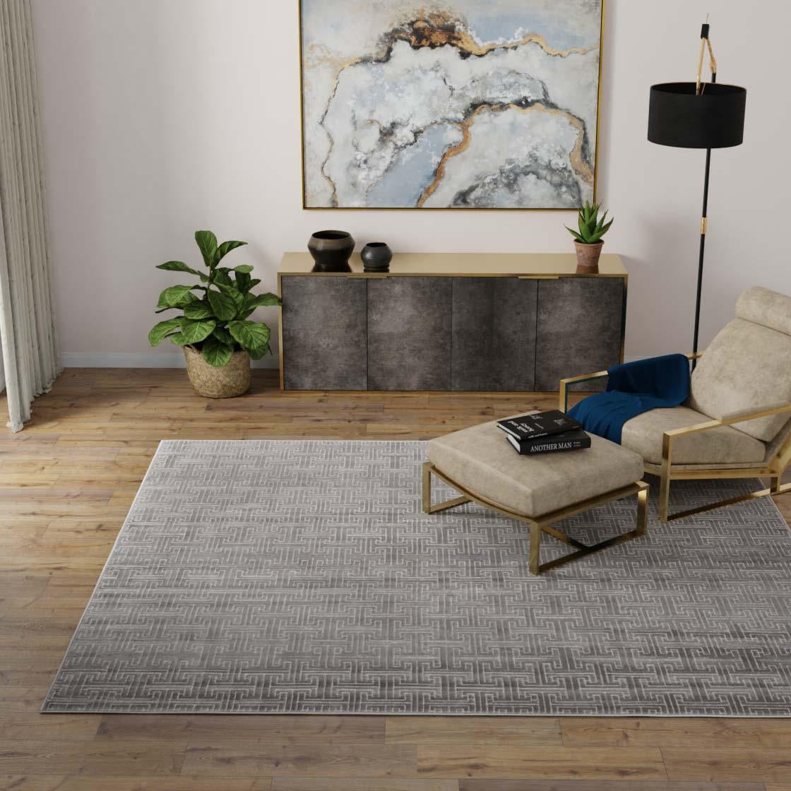 Metro Heights Collection Area Rug -  Hamilton Square Gray  lifestyle 73