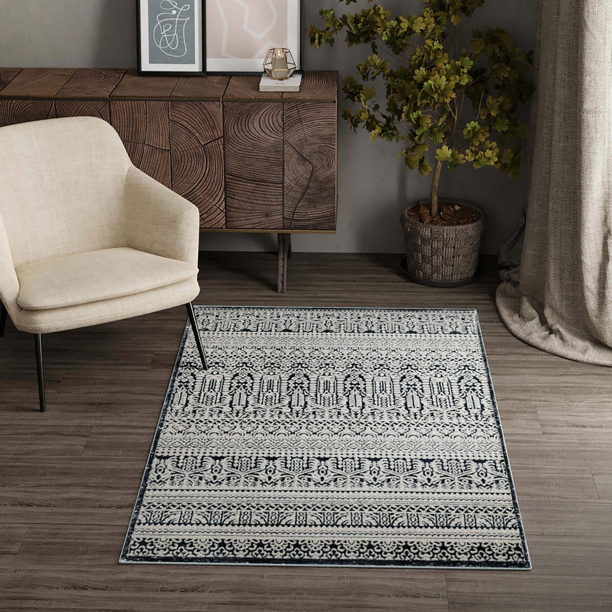 Metro Heights Collection Area Rug -  Chelsea Rectangle Blue  lifestyle 49