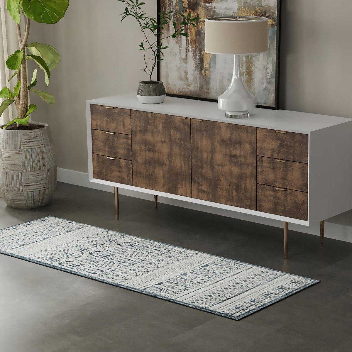 Metro Heights Collection Area Rug -  Chelsea Runner Blue  lifestyle 98