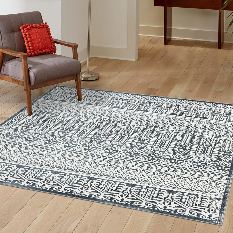 Metro Heights Collection Area Rug -  Chelsea Square Blue  lifestyle 99