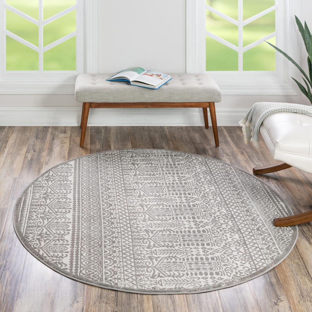 Metro Heights Collection Area Rug -  Chelsea Round Gray  lifestyle 92