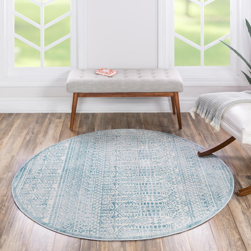 Metro Heights Collection Area Rug -  Chelsea Round Teal  lifestyle 93