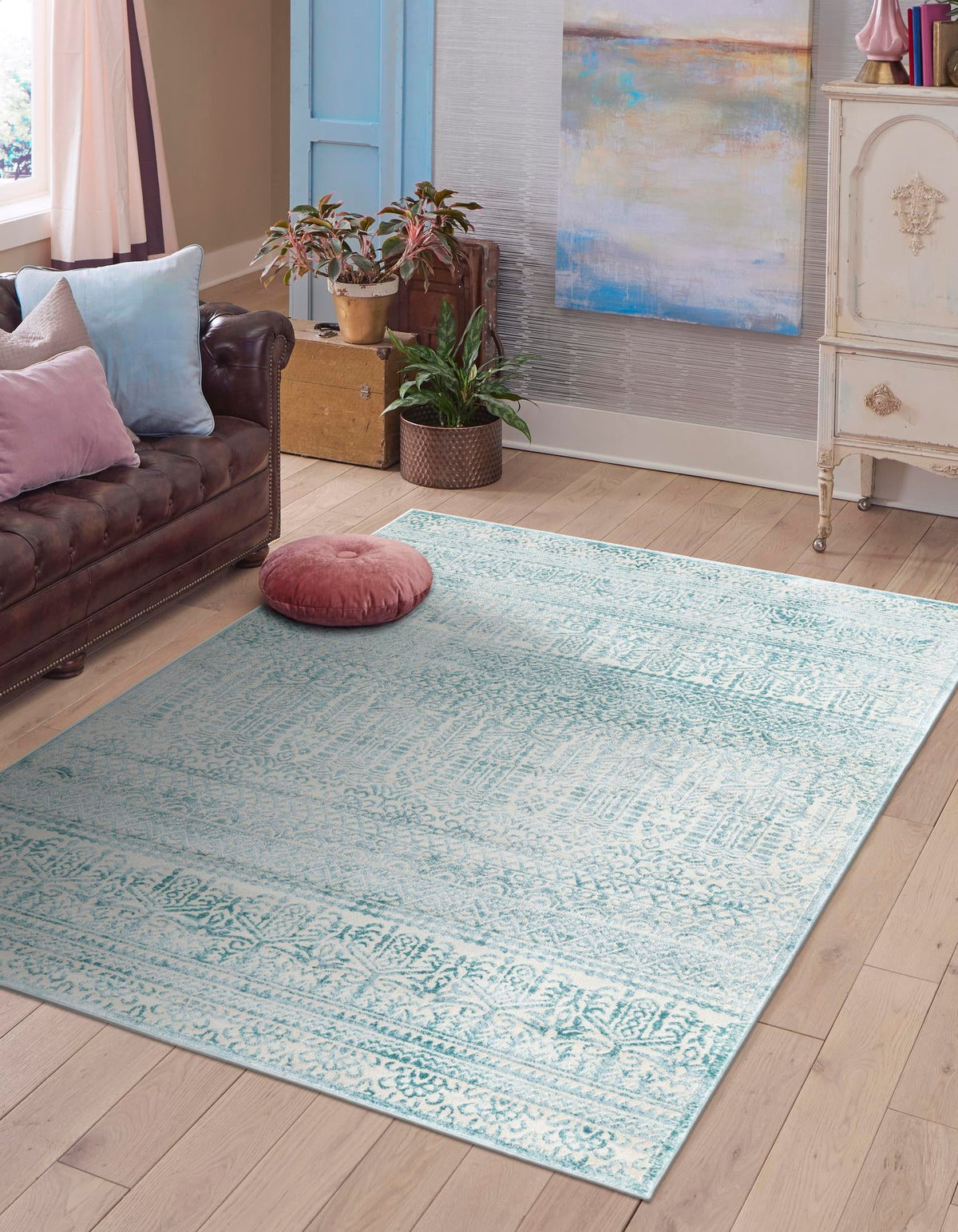 Metro Heights Collection Area Rug -  Chelsea Rectangle Teal  lifestyle 6