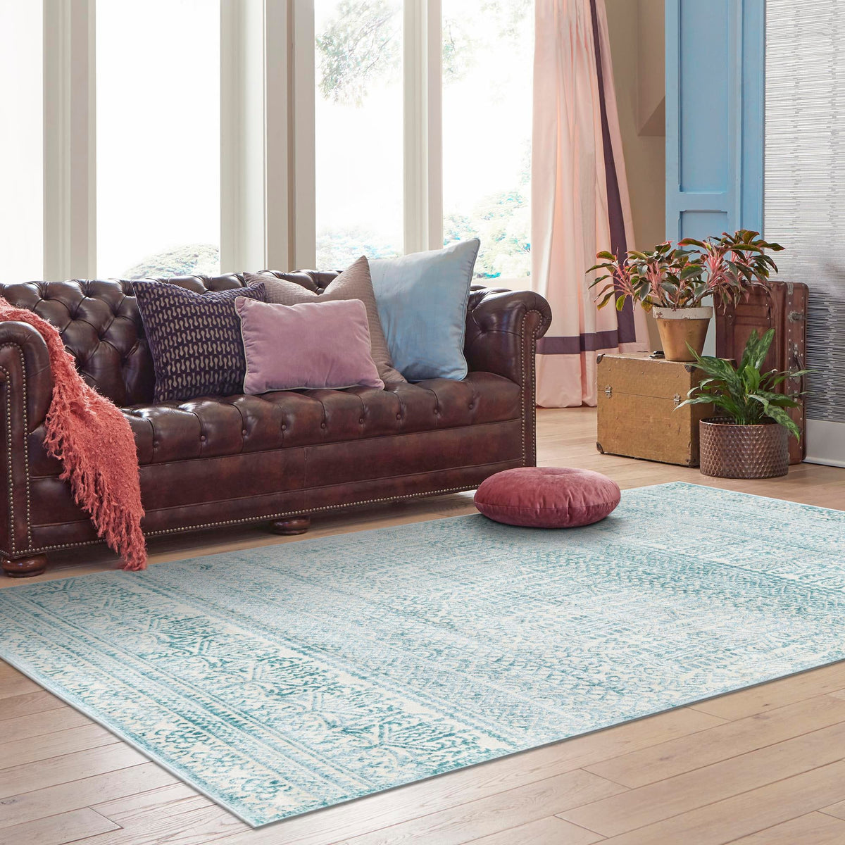 Metro Heights Collection Area Rug -  Chelsea Rectangle Teal  lifestyle 47